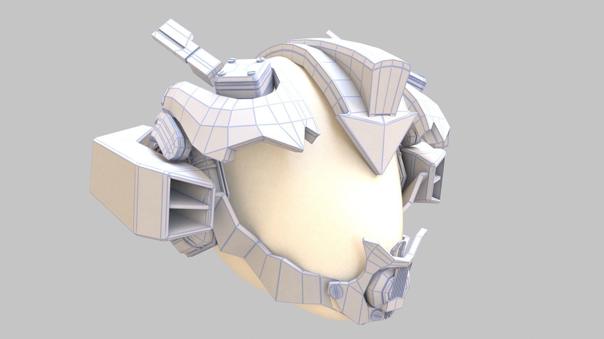 Yellowish Tech Helmet 3D model_7