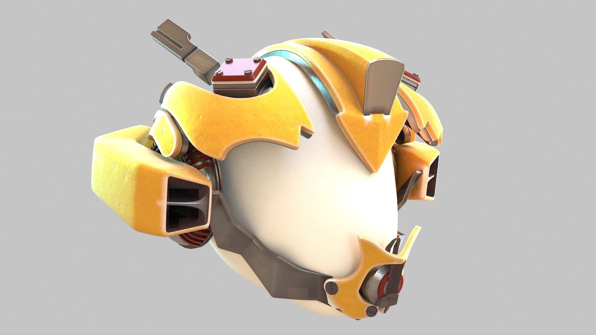 Yellowish Tech Helmet 3D model_4