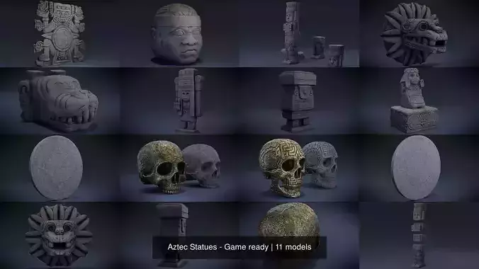 Aztec Statues - Game ready 3D Model Collection