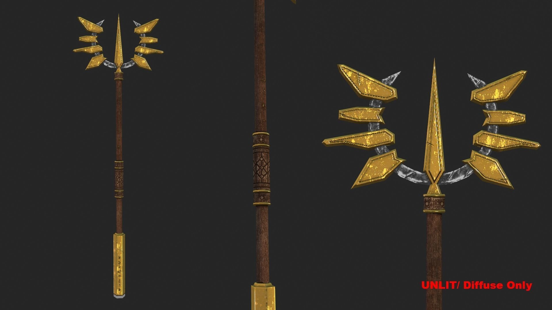 Fantasy Stylish- Staff of Crown Low-poly 3D model_2