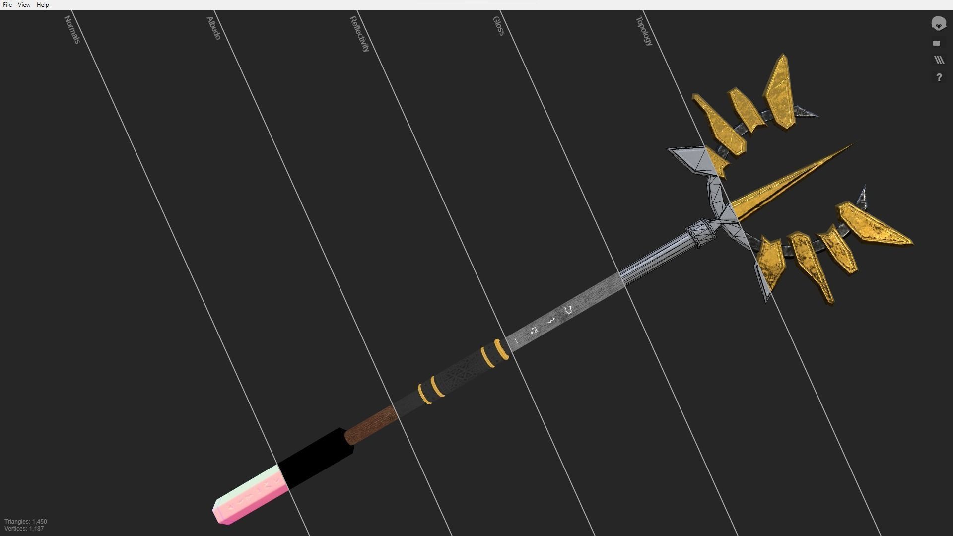 Fantasy Stylish- Staff of Crown Low-poly 3D model_4