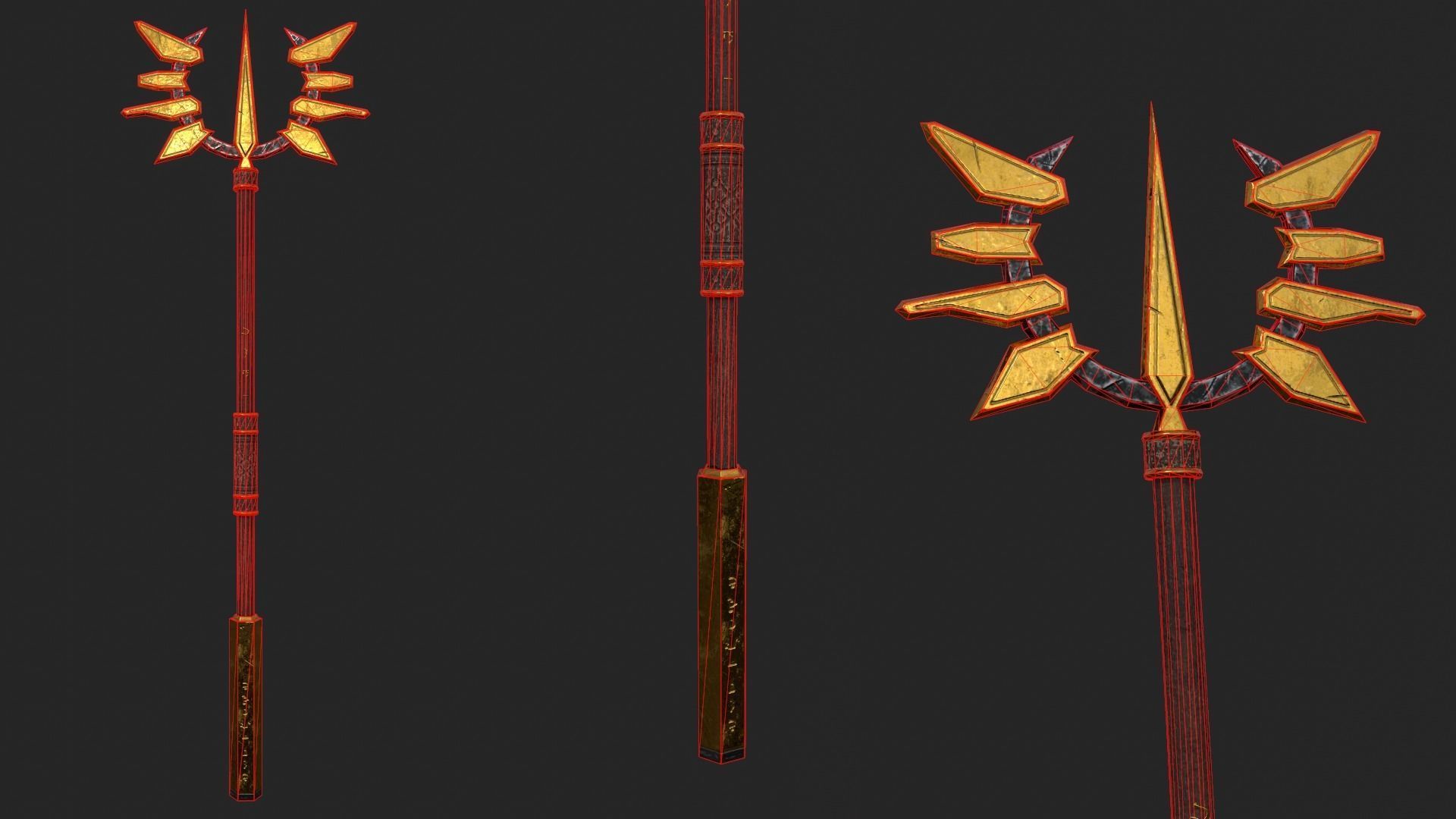 Fantasy Stylish- Staff of Crown Low-poly 3D model_3