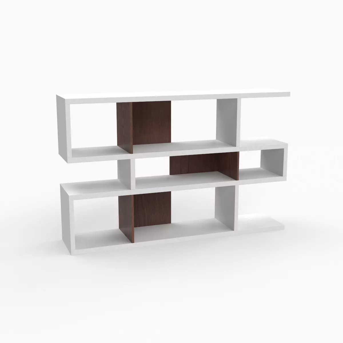 Anasia Geometric Bookcase walnut Low-poly 3D model_0