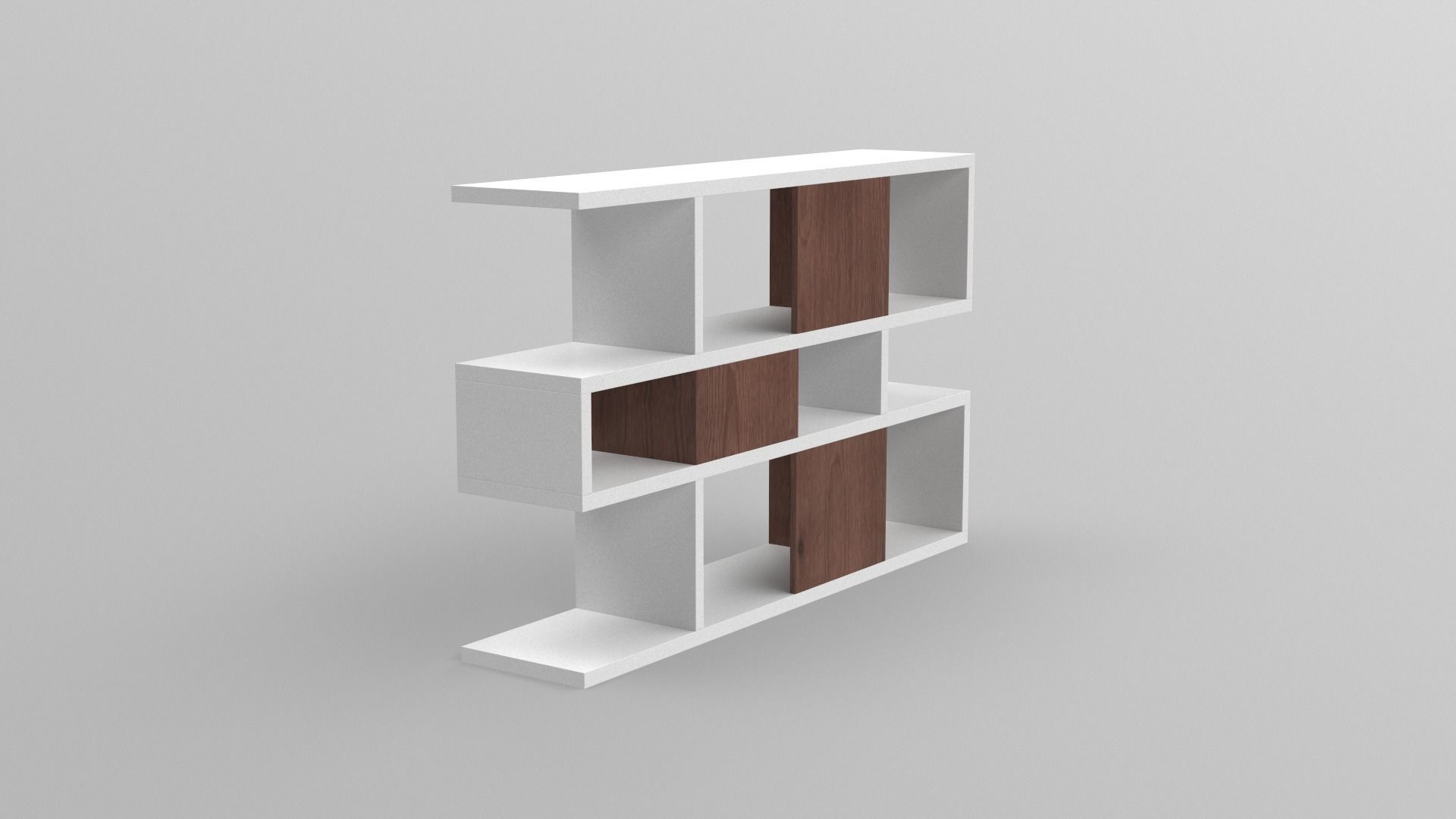 Anasia Geometric Bookcase walnut Low-poly 3D model_3