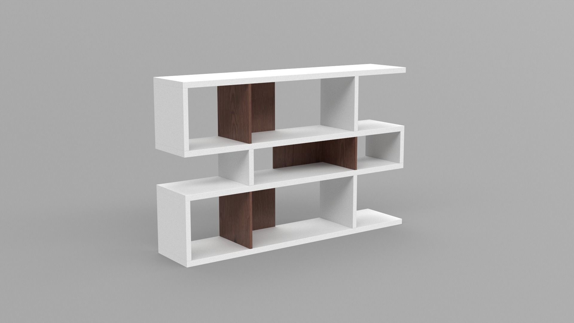 Anasia Geometric Bookcase walnut Low-poly 3D model_1