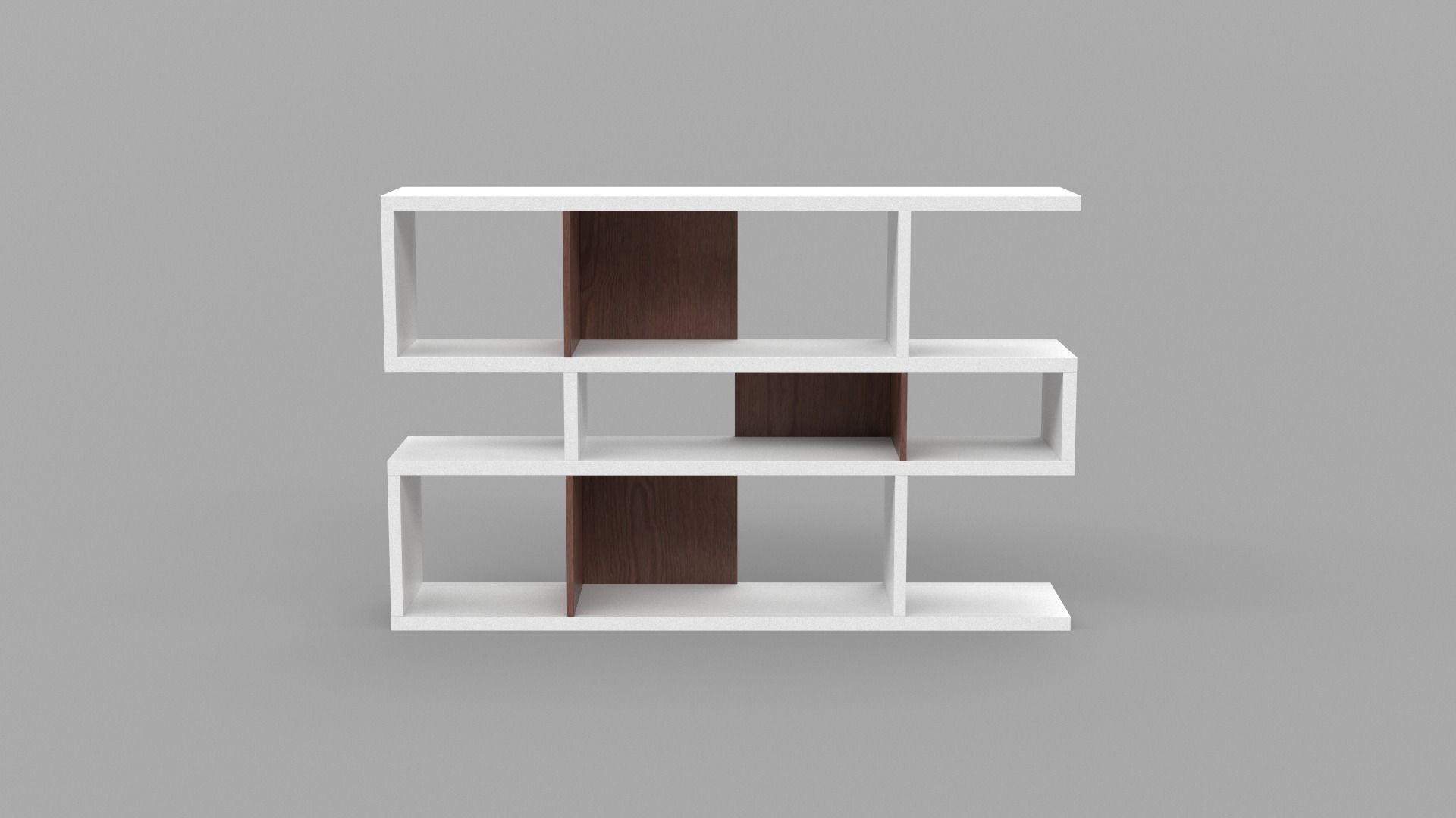 Anasia Geometric Bookcase walnut Low-poly 3D model_2