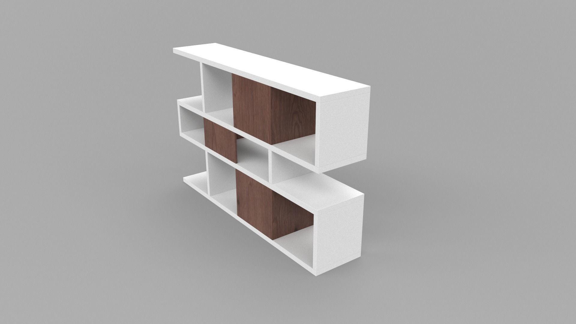 Anasia Geometric Bookcase walnut Low-poly 3D model_5