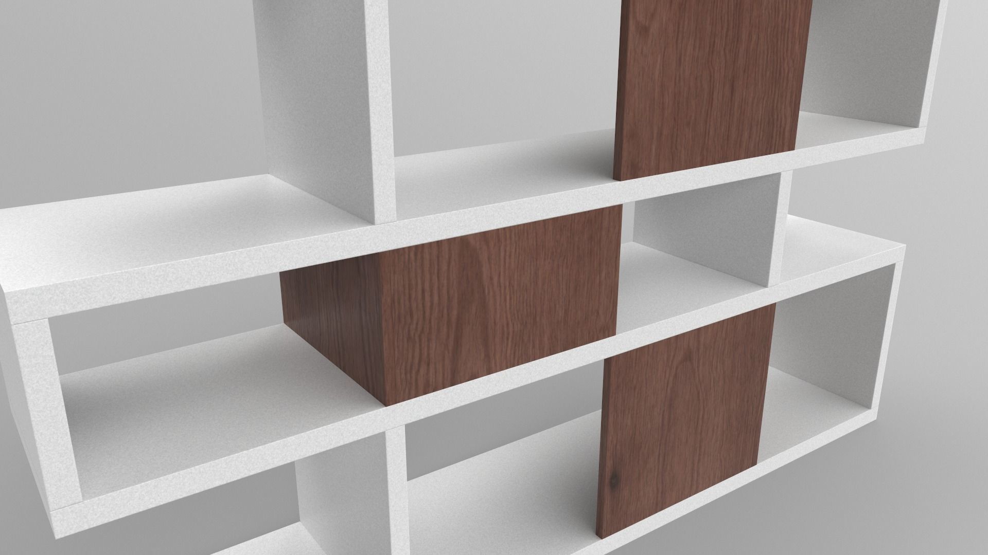 Anasia Geometric Bookcase walnut Low-poly 3D model_4