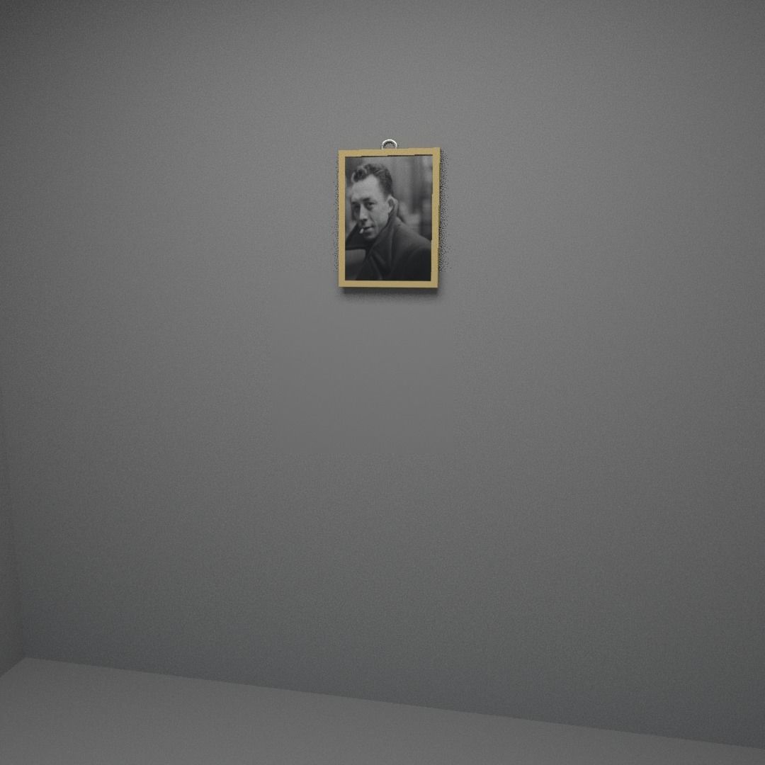 Albert Camus wall frame Low-poly 3D model_2
