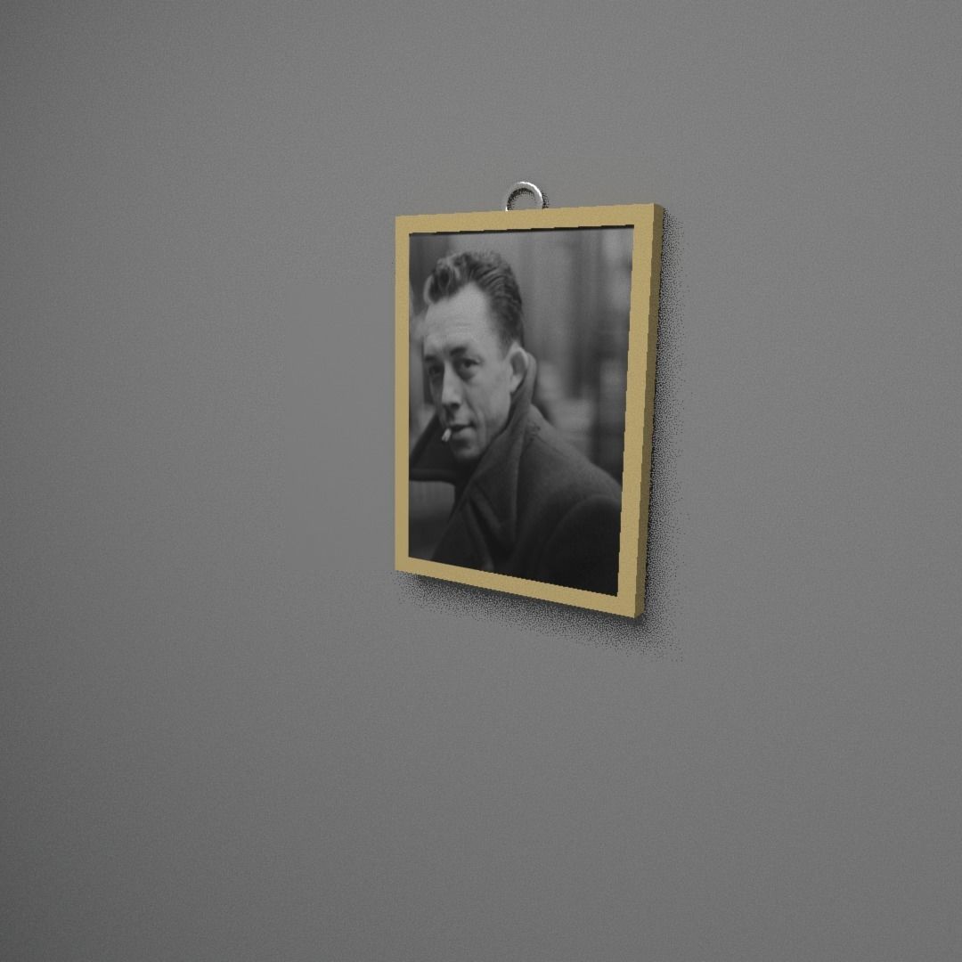 Albert Camus wall frame Low-poly 3D model_1