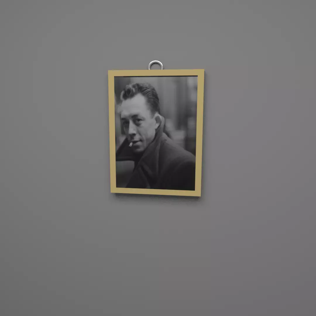 Albert Camus wall frame Low-poly 3D model_0
