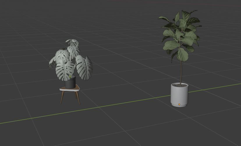 FLOWER two plants in pot on table Free low-poly 3D model_4