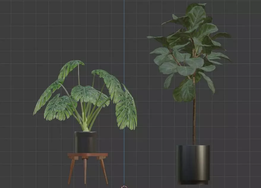 FLOWER two plants in pot on table Free low-poly 3D model_0