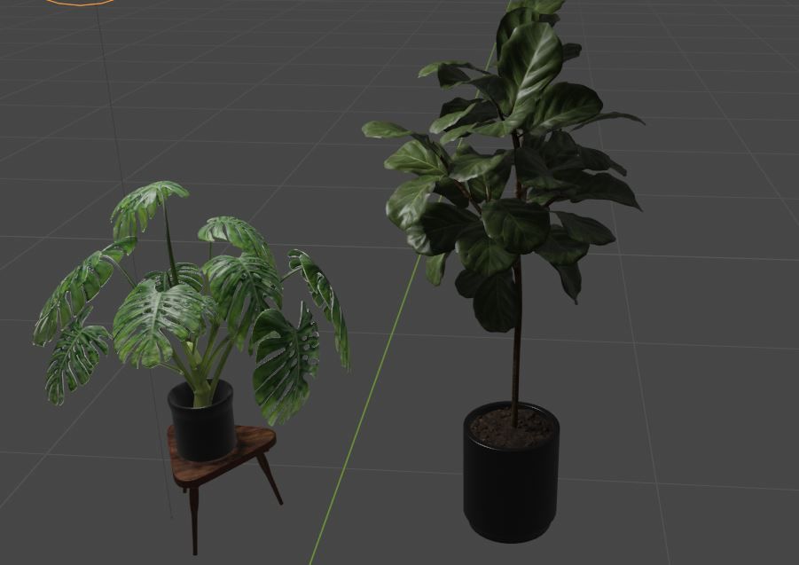 FLOWER two plants in pot on table Free low-poly 3D model_1