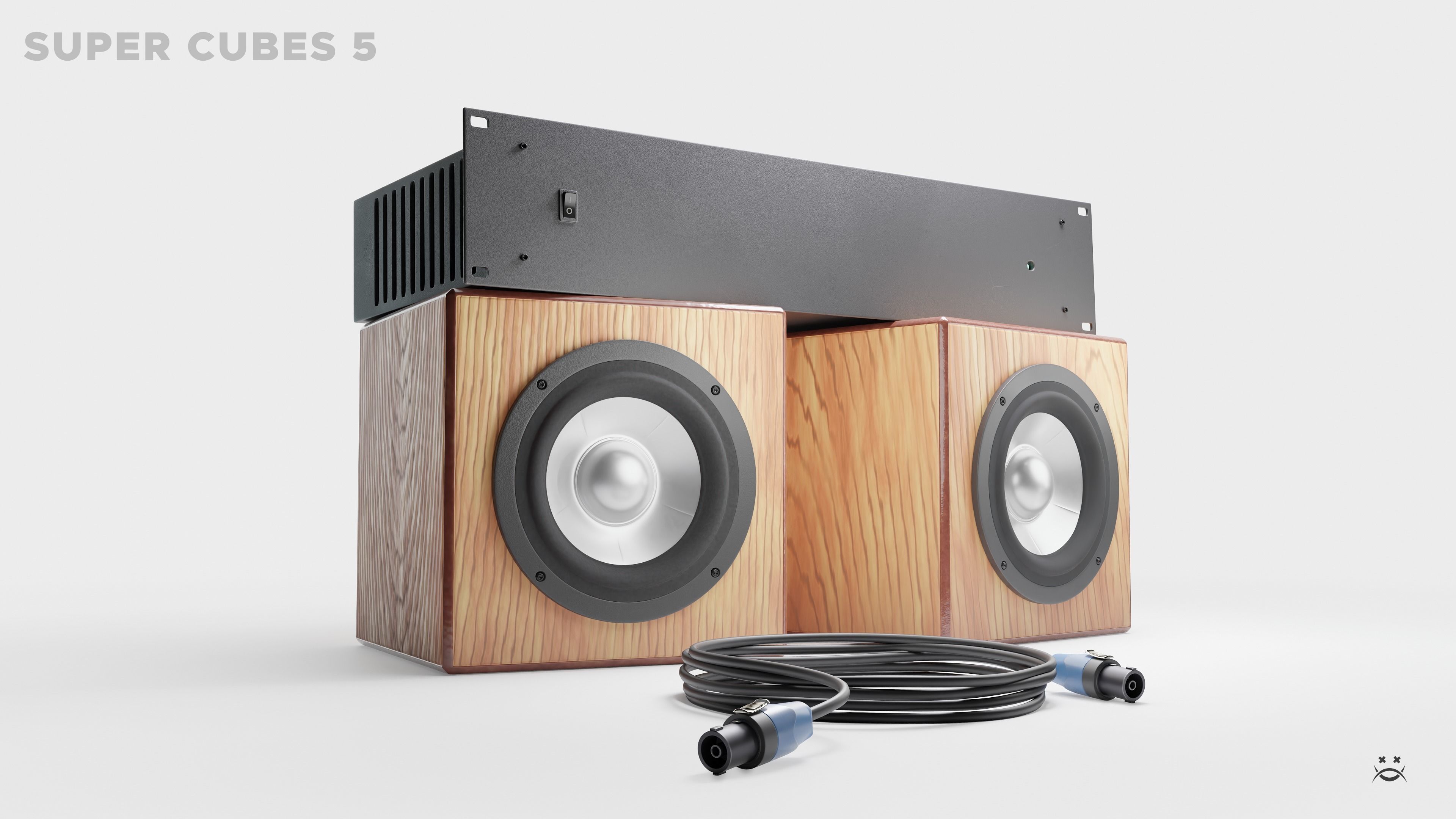 Studio monitors DMAX audio Super Cubes 5 Low-poly 3D model_0
