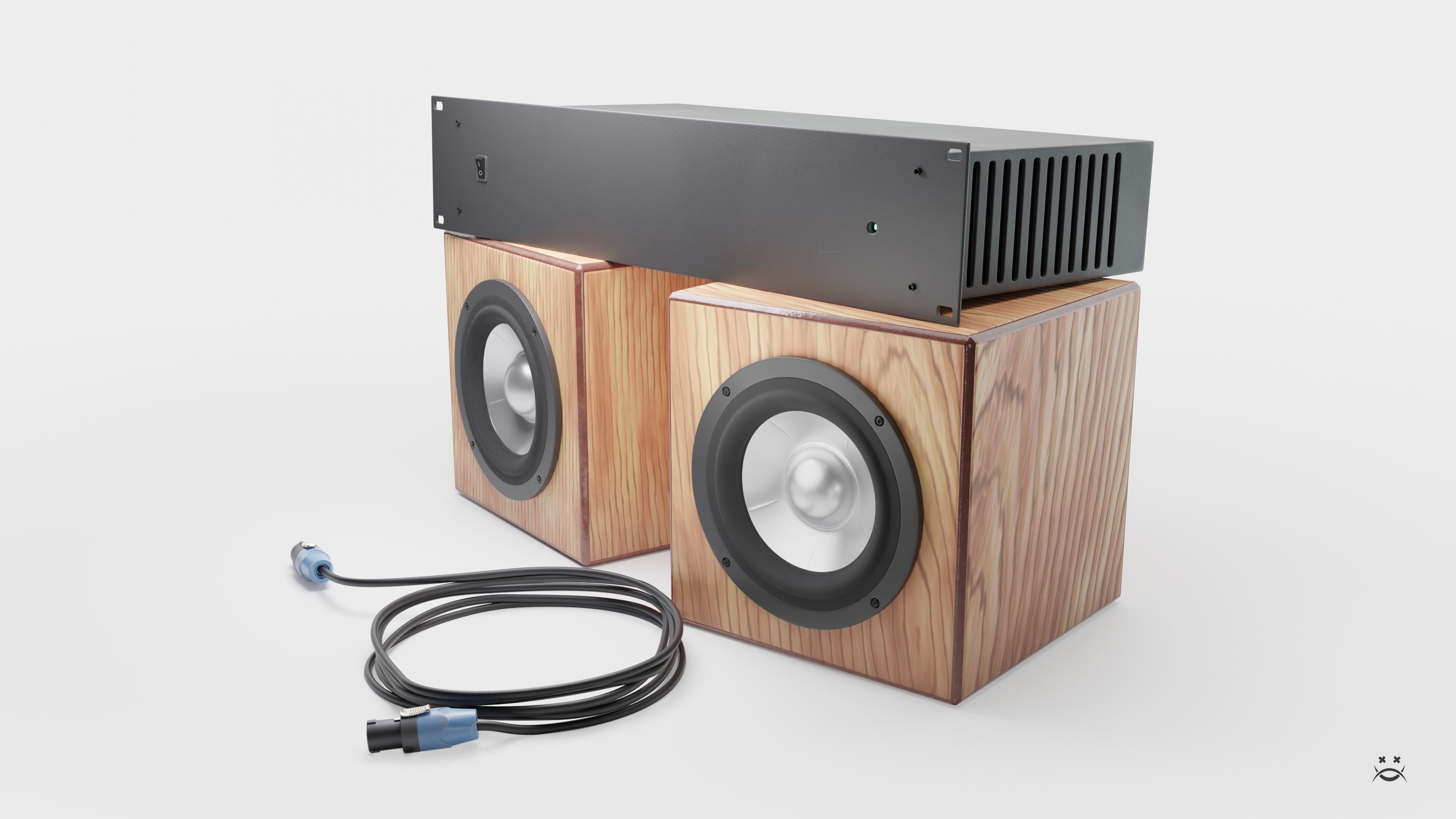 Studio monitors DMAX audio Super Cubes 5 Low-poly 3D model_2