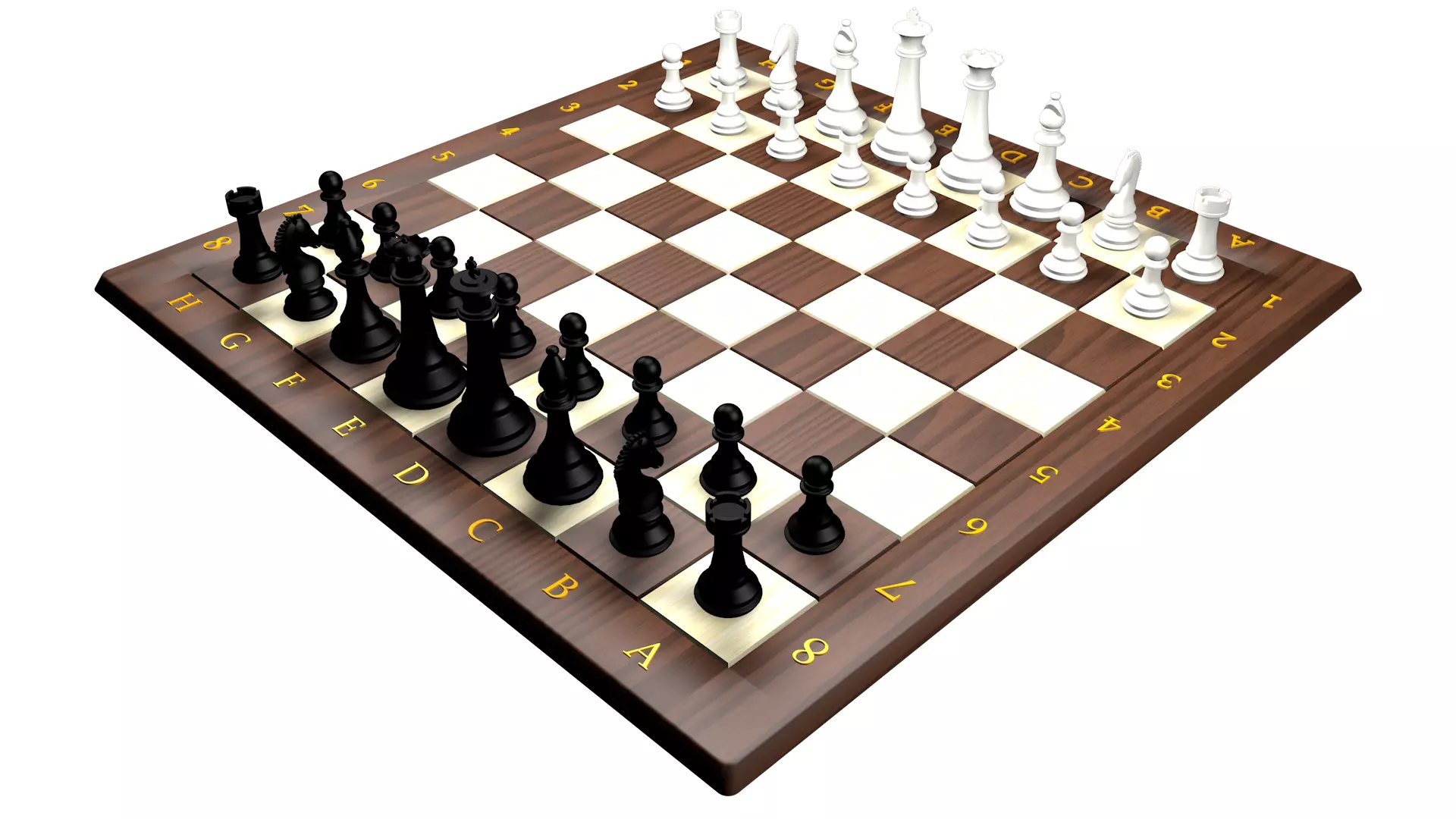 Chess Set pieces 3D model_0