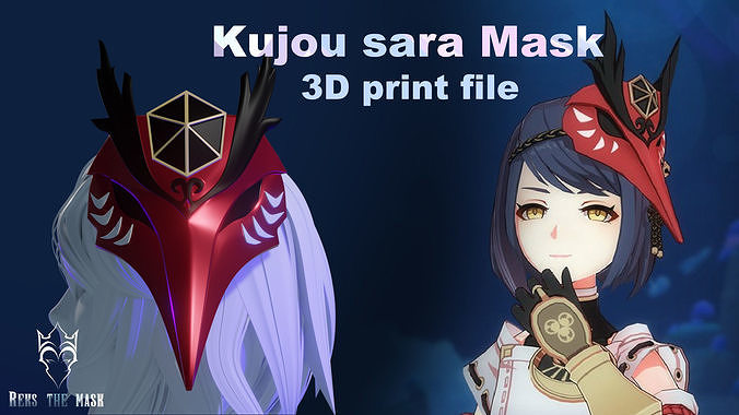 Kujou sara Mask genshin impact 3D printable 3D print model