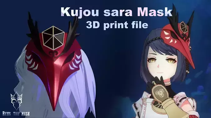 Kujou sara Mask genshin impact 3D printable 3D print model