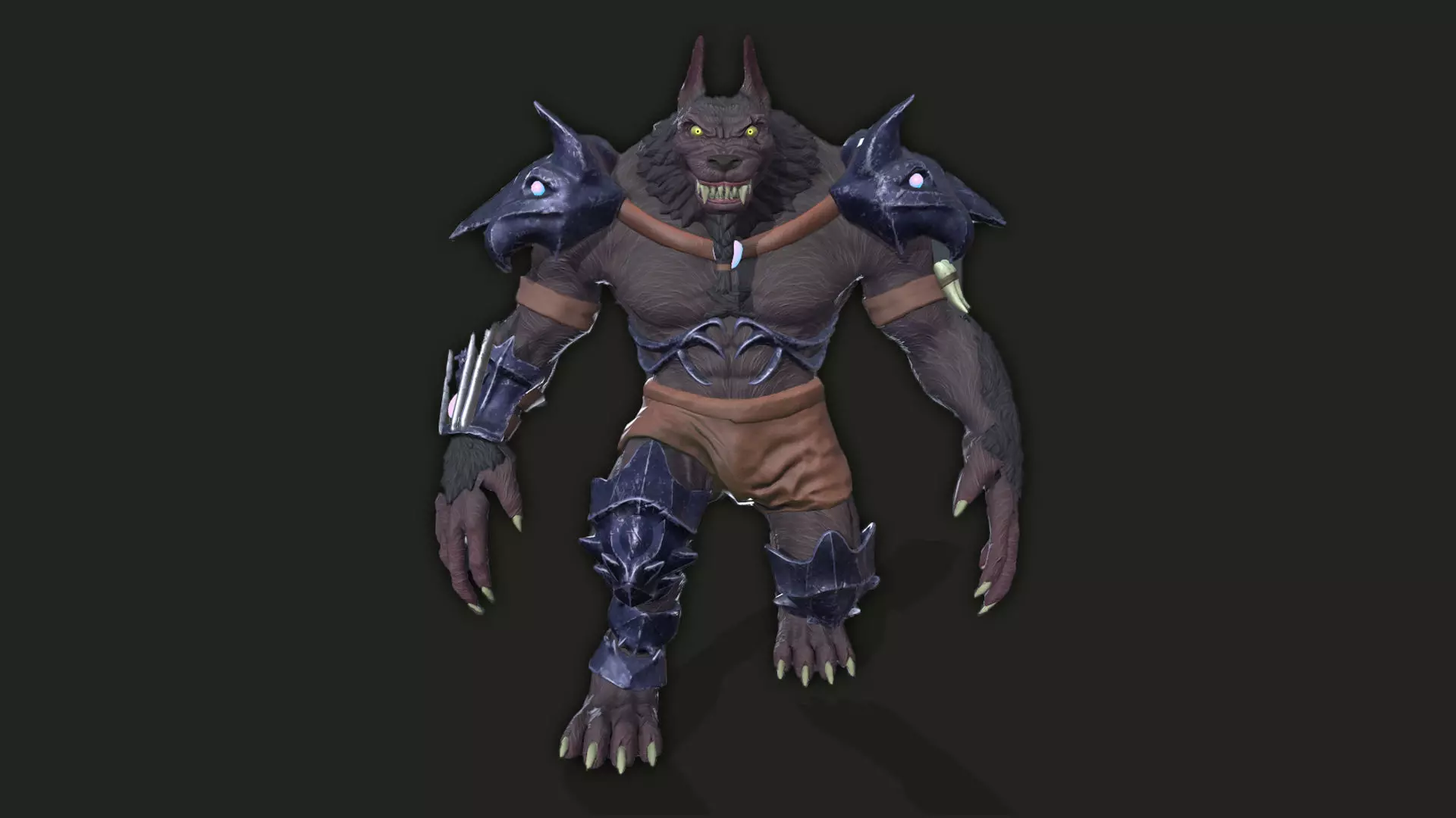 Werewolf warrior Low-poly 3D model_0
