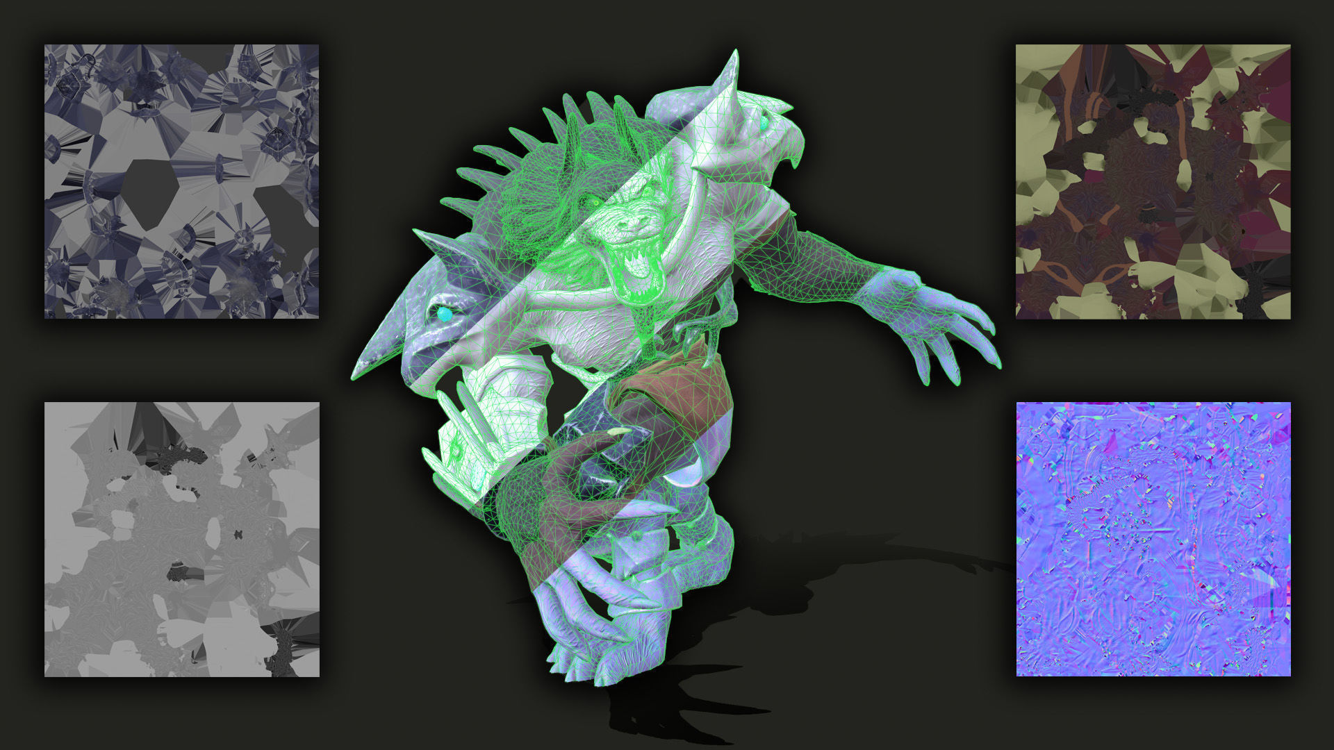 Werewolf warrior Low-poly 3D model_4