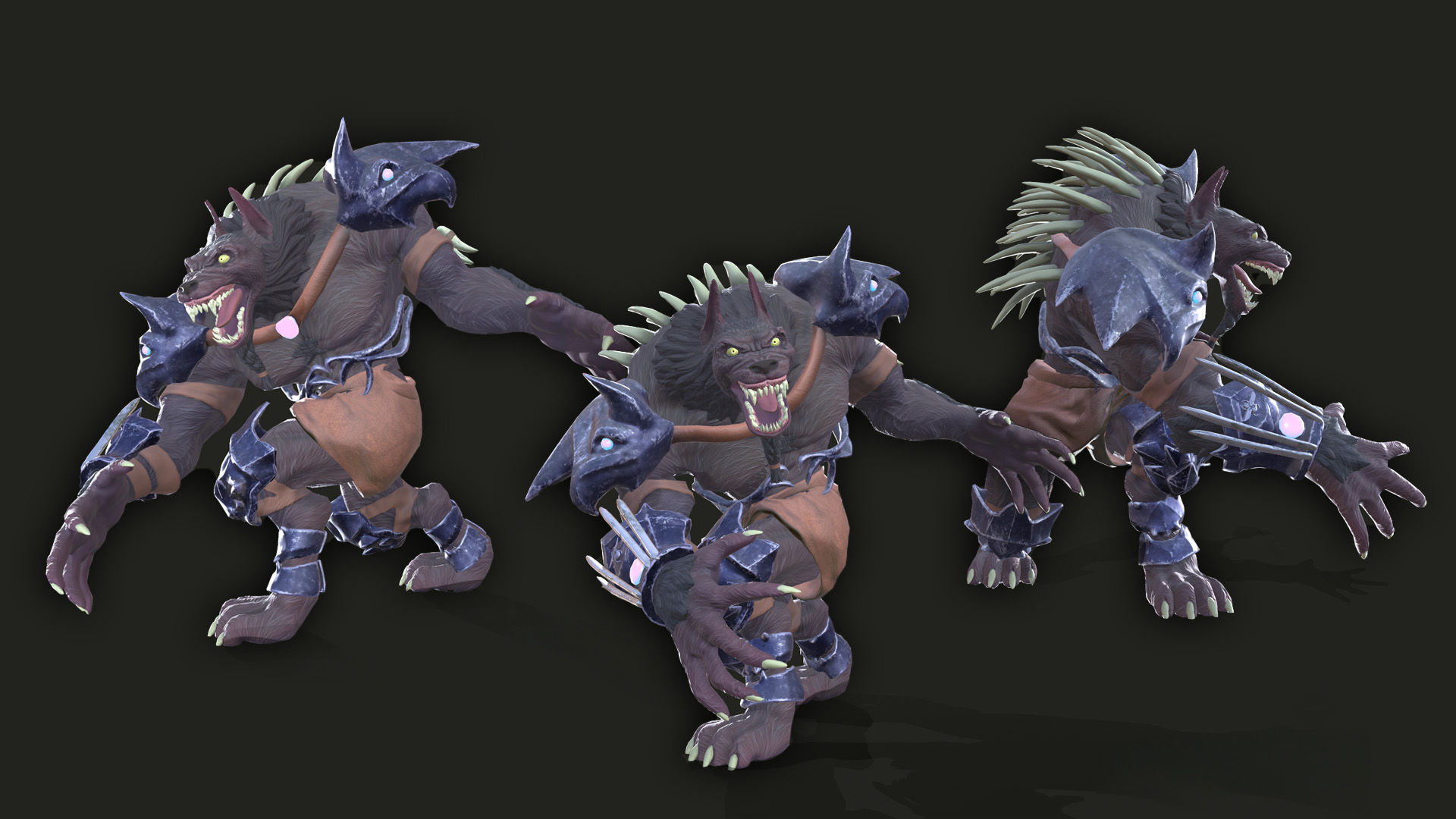 Werewolf warrior Low-poly 3D model_3