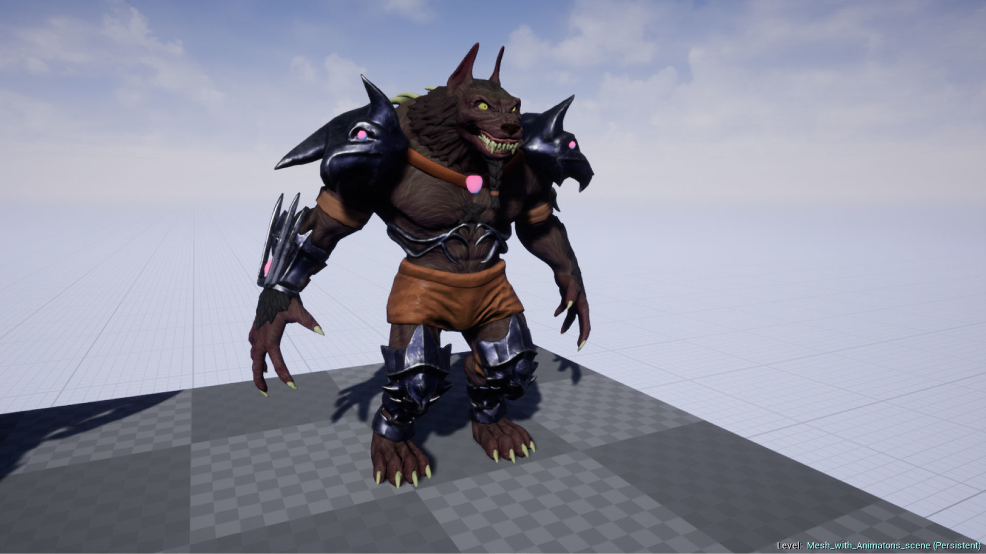 Werewolf warrior Low-poly 3D model_5