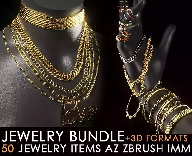 50 jewelry items 3D print model