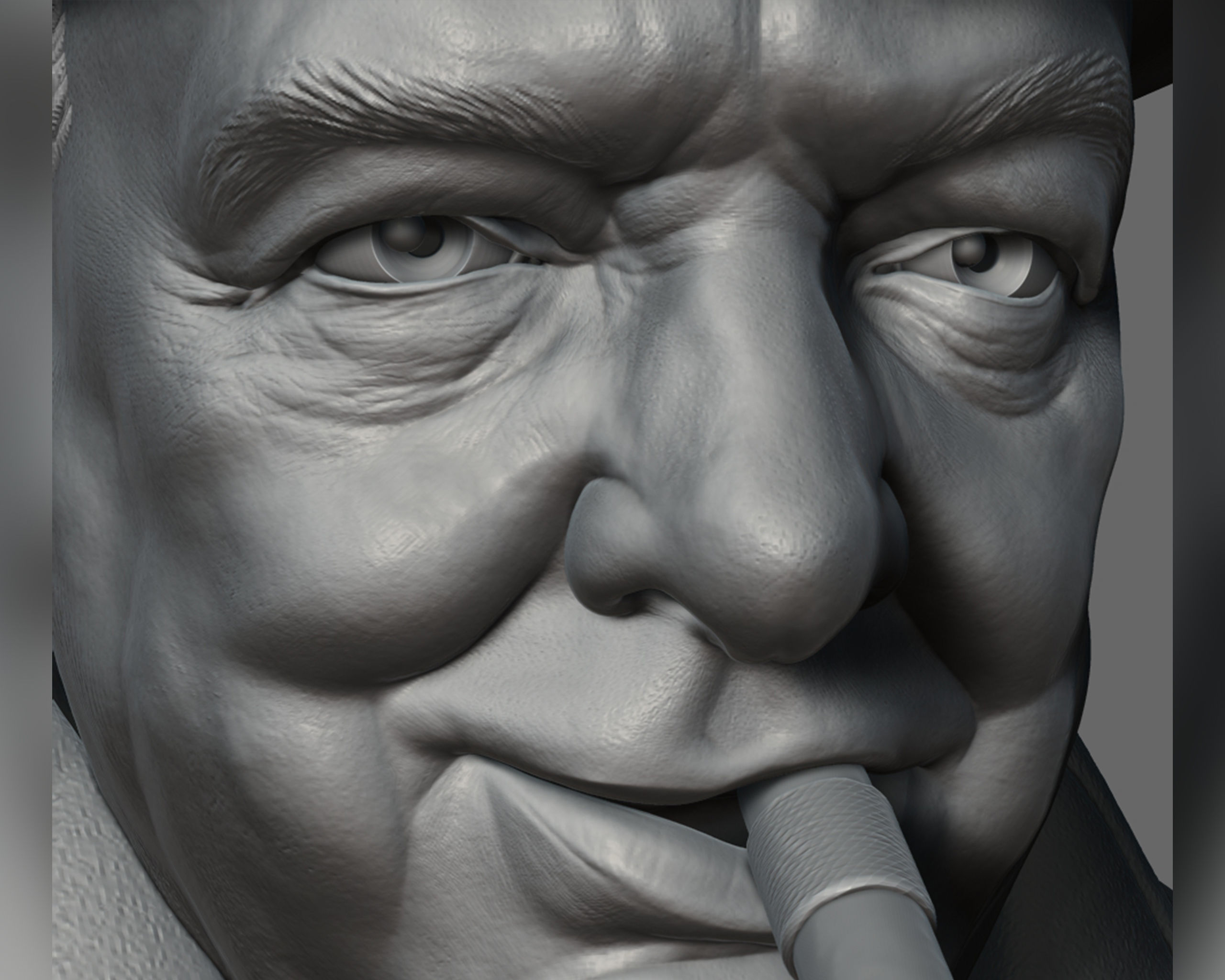 Winston Churchill bust sculpture 3D print model_12