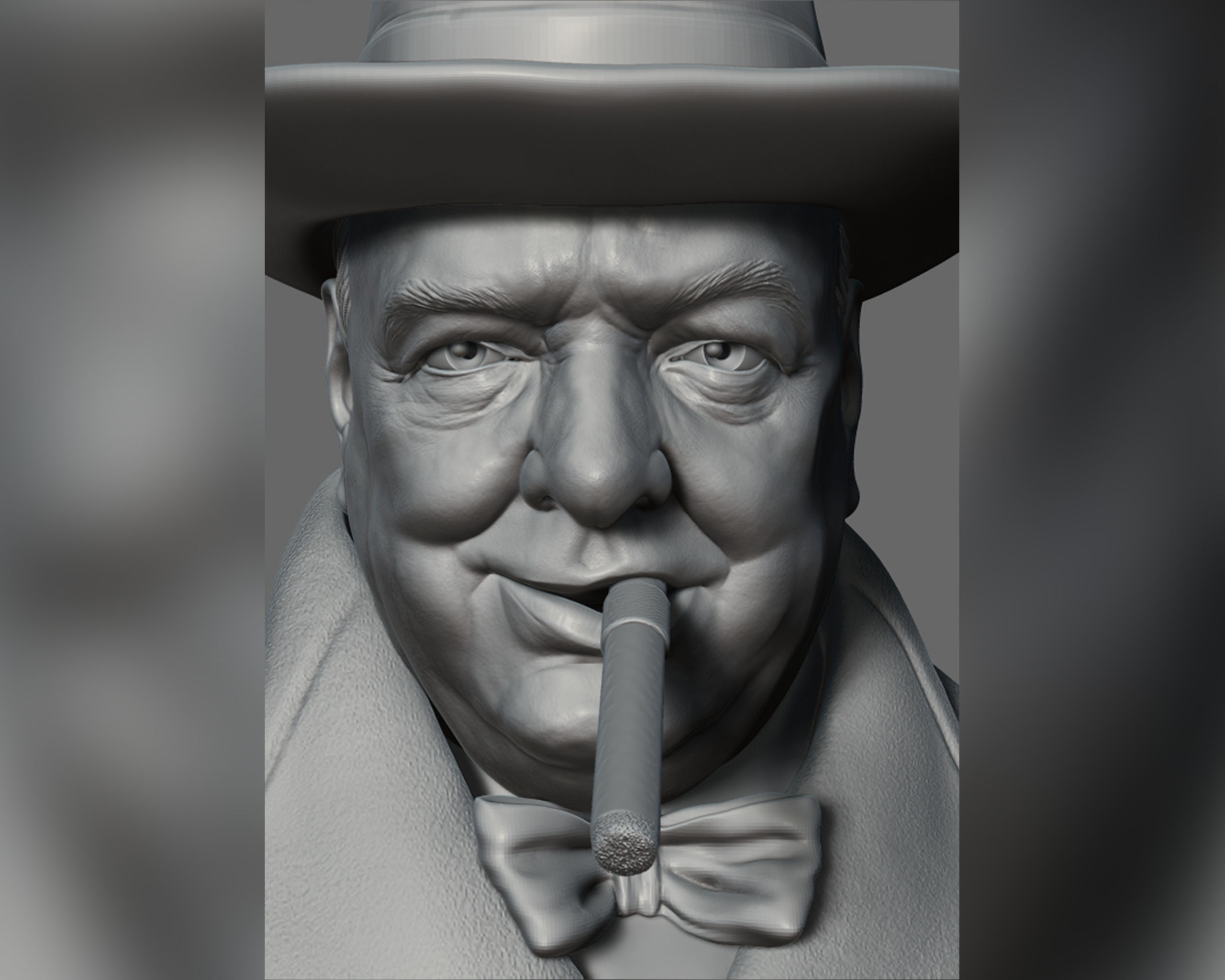 Winston Churchill bust sculpture 3D print model_11
