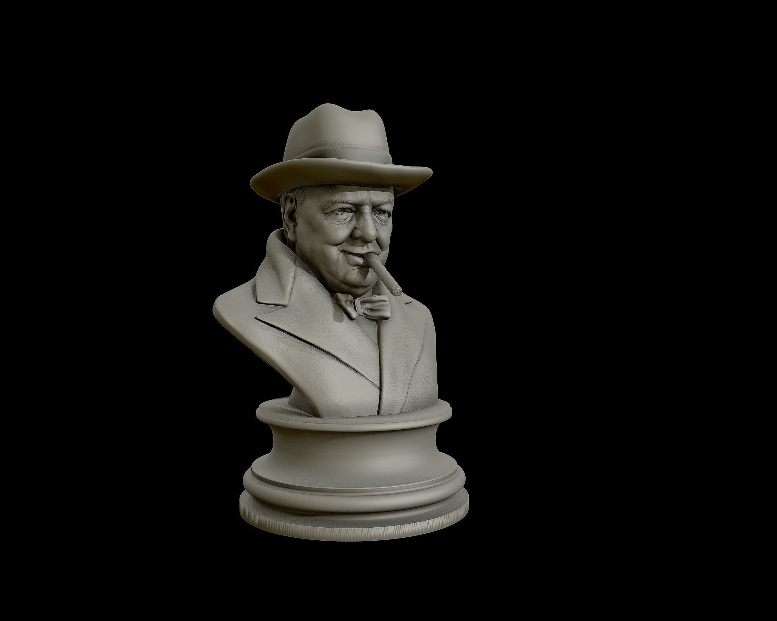 Winston Churchill bust sculpture 3D print model_26