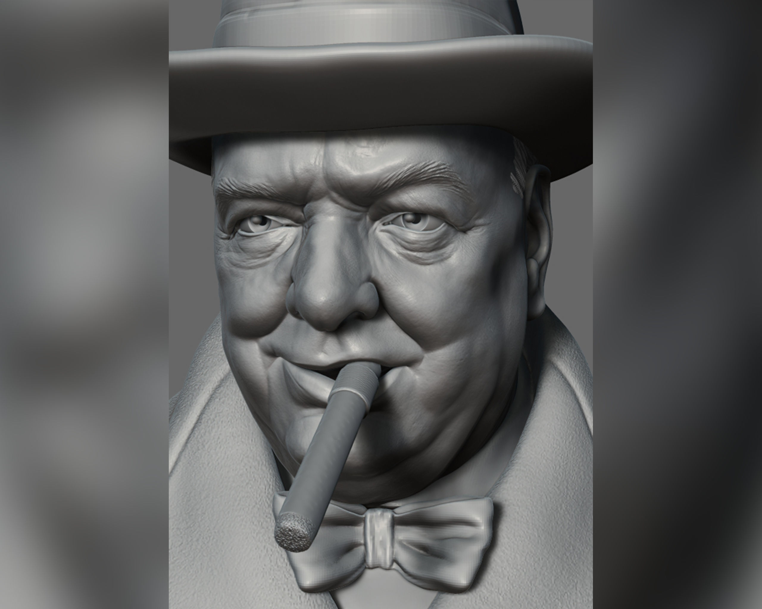 Winston Churchill bust sculpture 3D print model_10