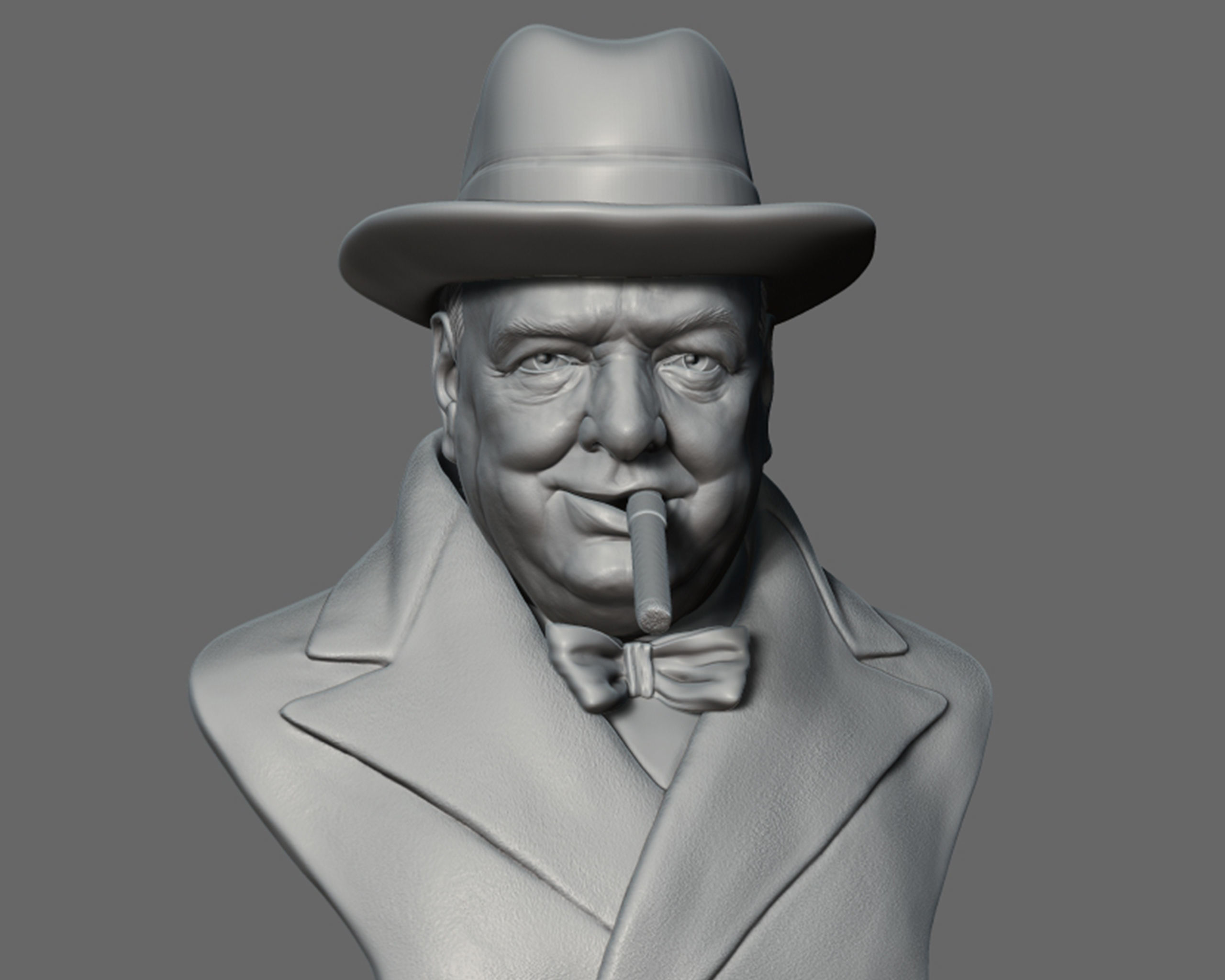 Winston Churchill bust sculpture 3D print model_8