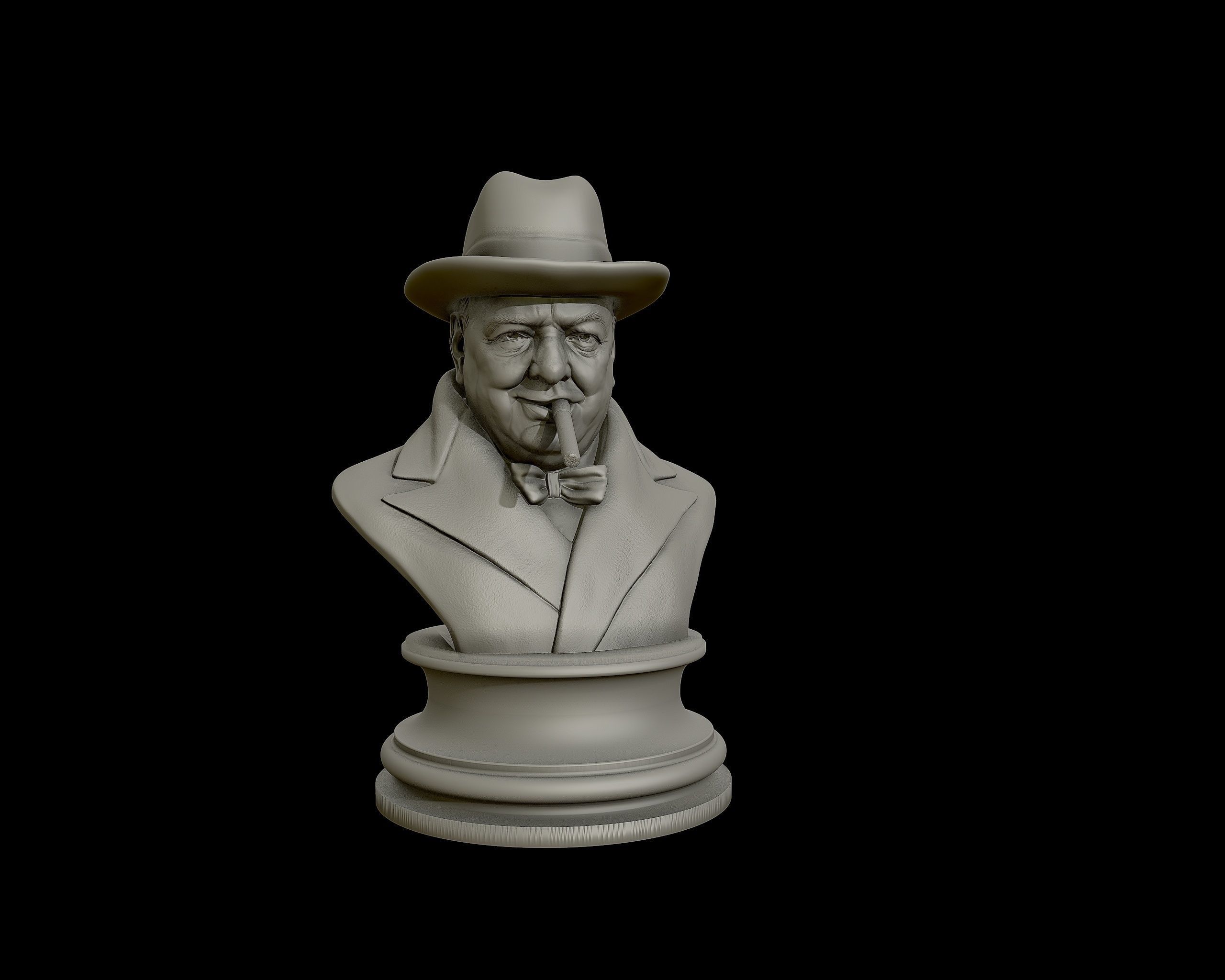 Winston Churchill bust sculpture 3D print model_25