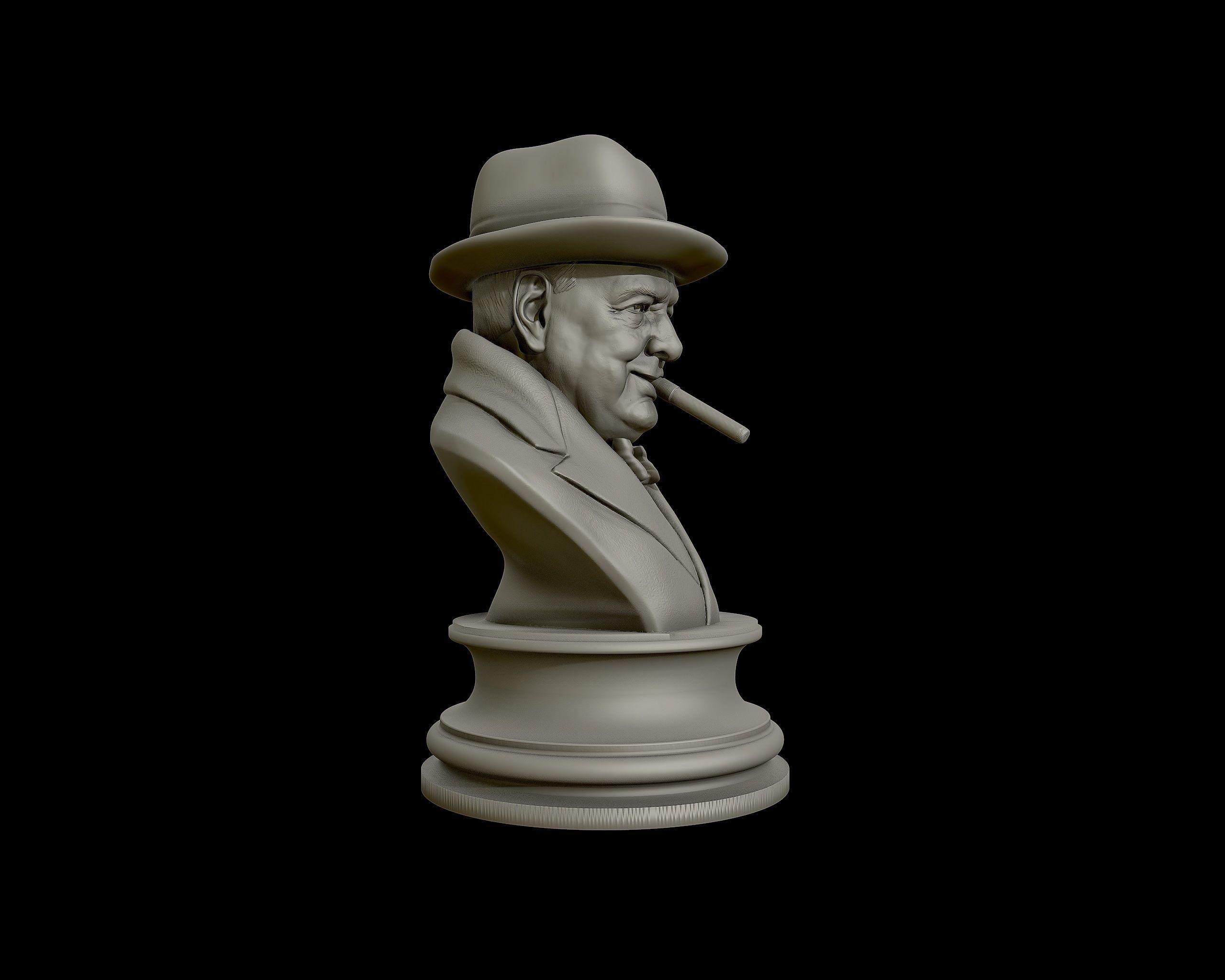 Winston Churchill bust sculpture 3D print model_28