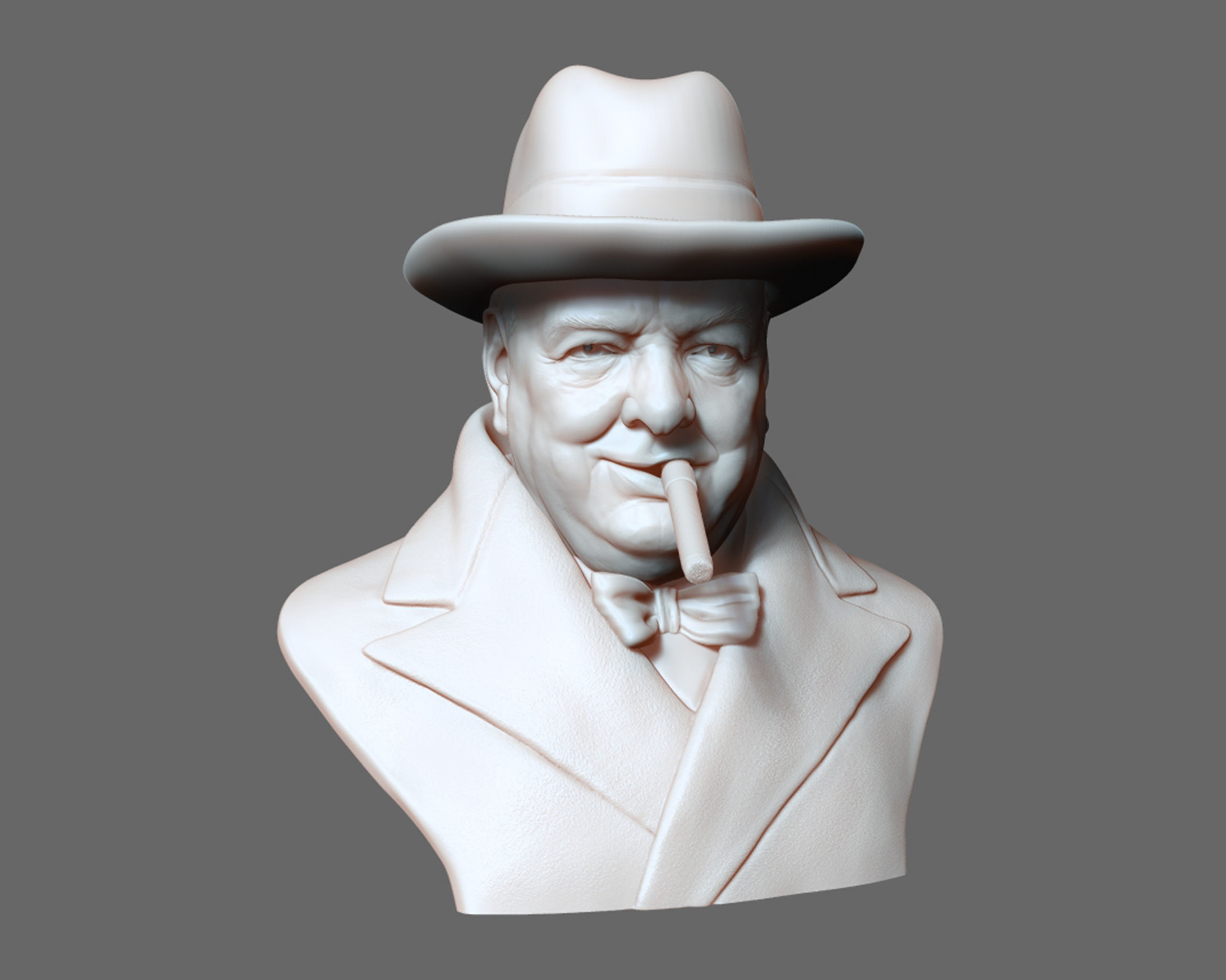 Winston Churchill bust sculpture 3D print model_13