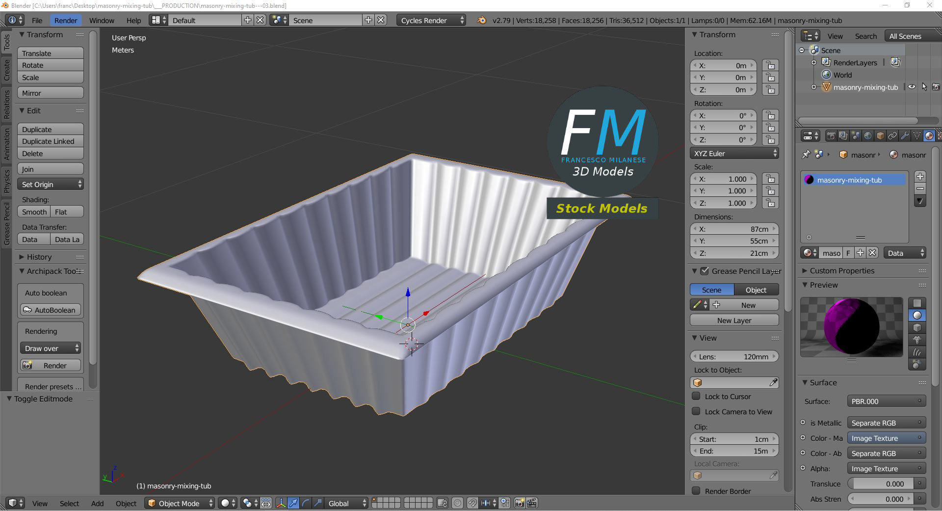 Masonry mixing tub 3D model_9