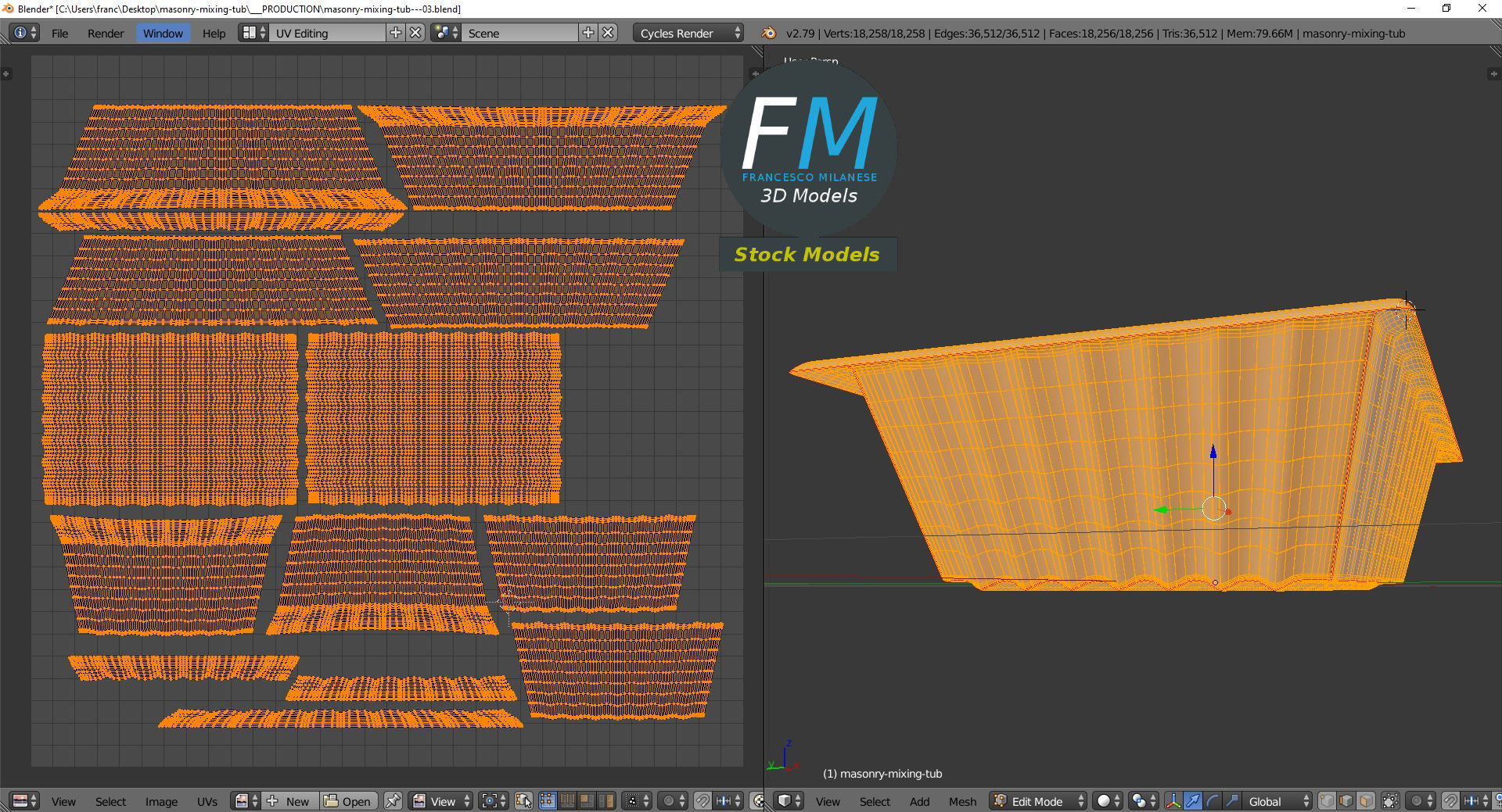 Masonry mixing tub 3D model_10