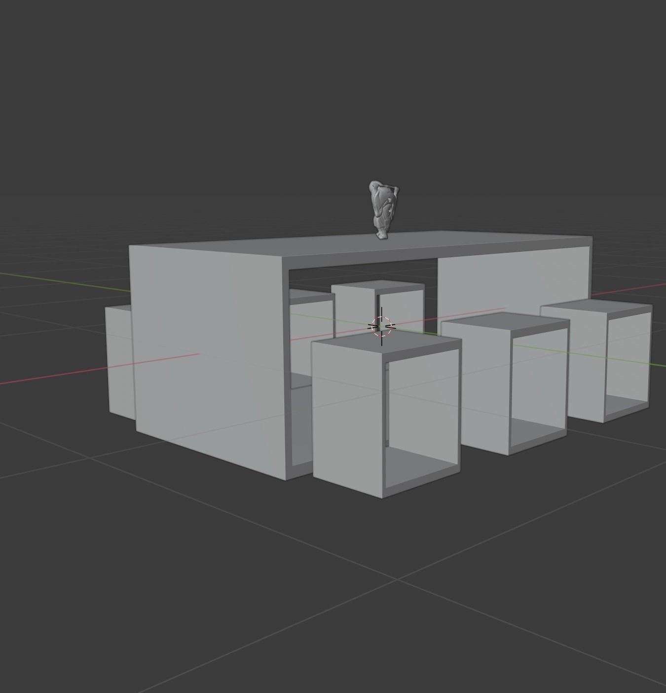 Table Set dining with four stools Free low-poly 3D model_5