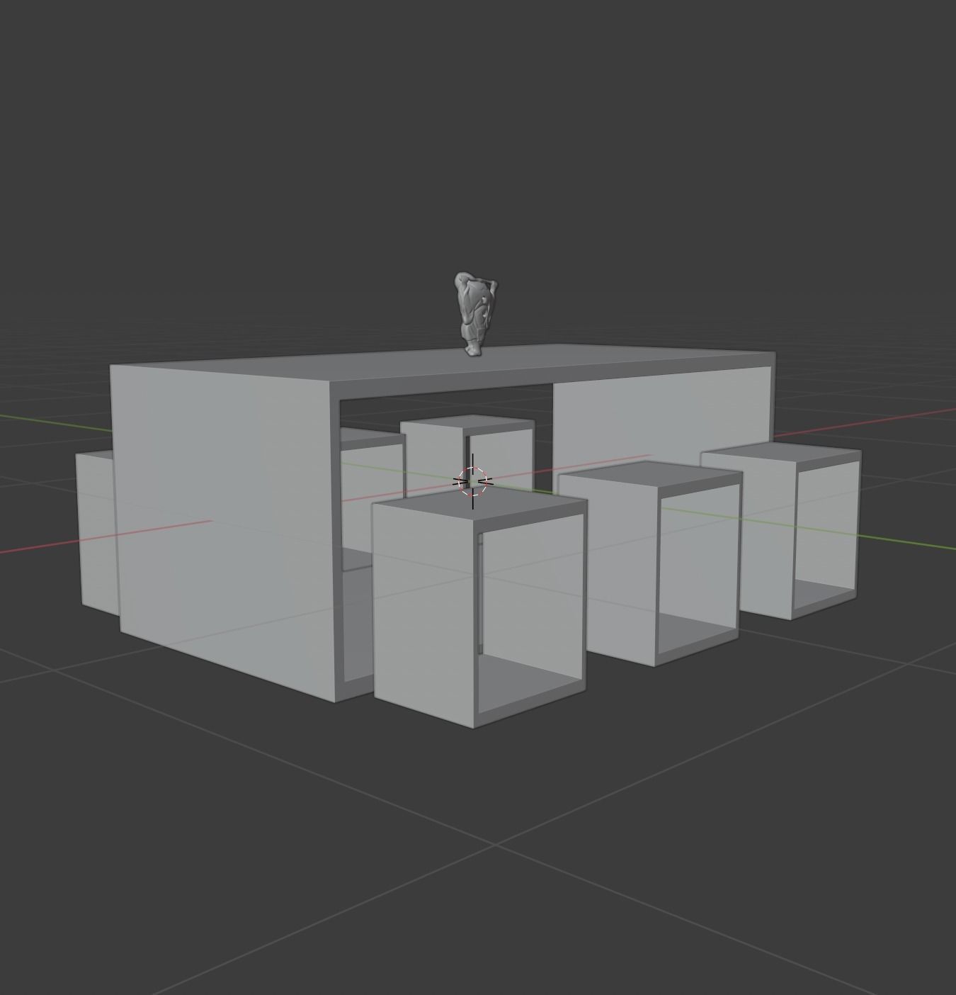 Table Set dining with four stools Free low-poly 3D model_6