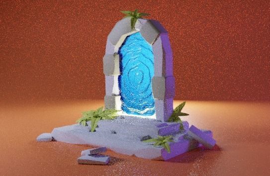 Portal door with light in it Low-poly 3D model_3