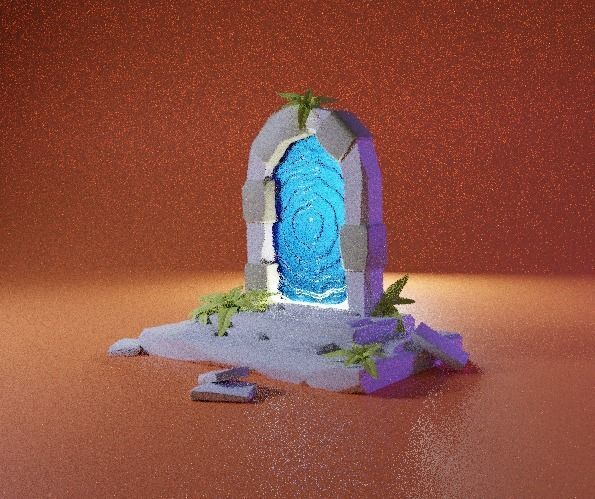 Portal door with light in it Low-poly 3D model_1