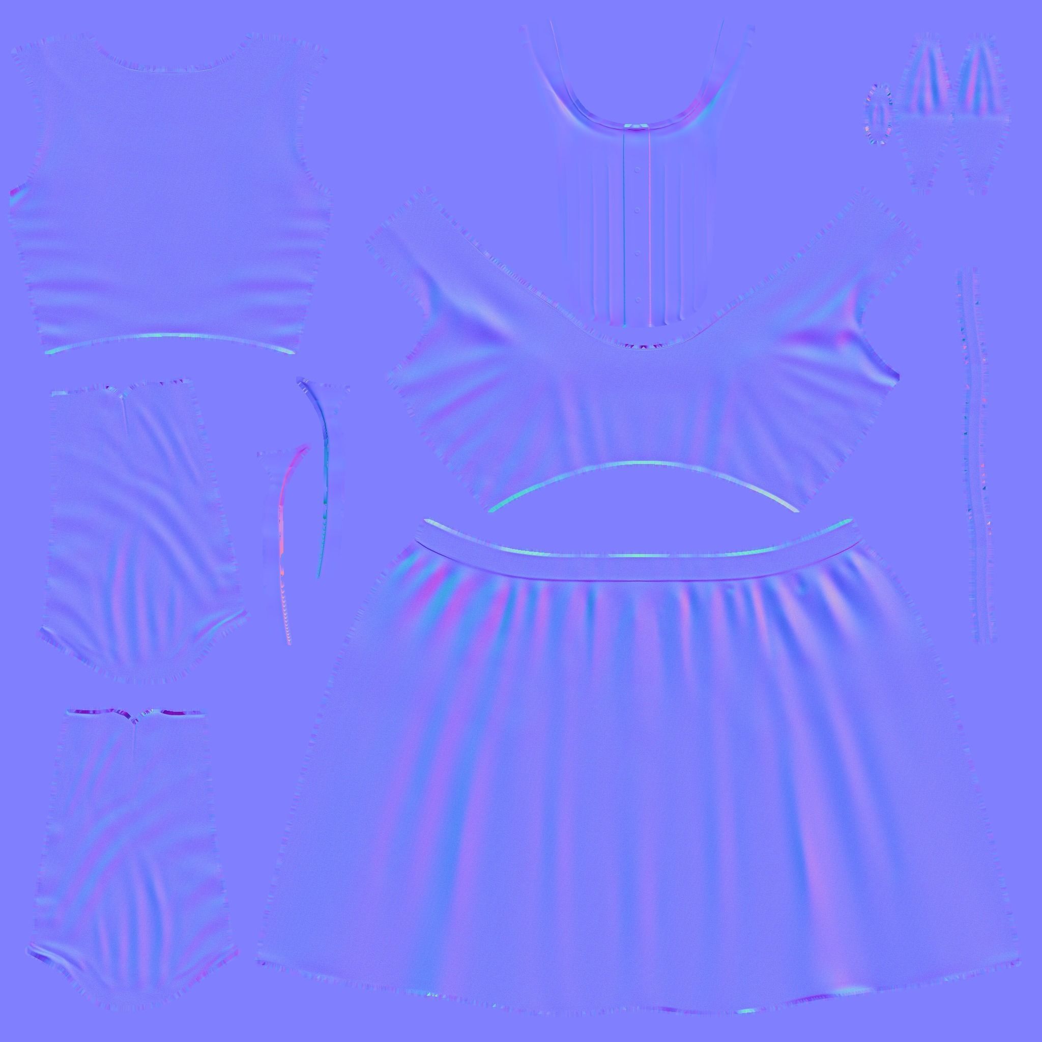 Female Uniform With Dicky Bow Low-poly 3D model_6