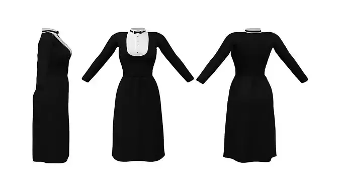 Female Uniform With Dicky Bow Low-poly 3D model Female Uniform With Dicky Bow Low-poly 3D model