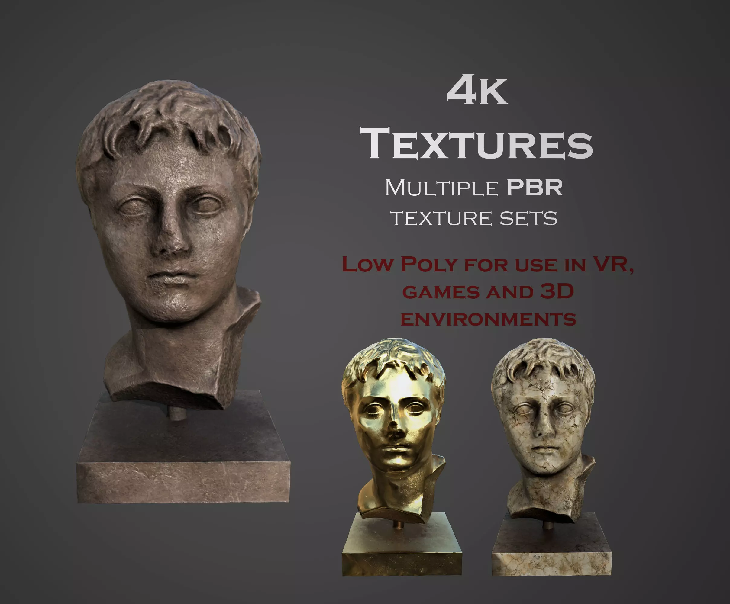 Bust of Drusus Low-poly 3D model