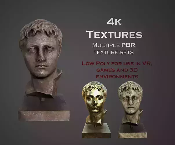 Bust of Drusus Low-poly 3D model