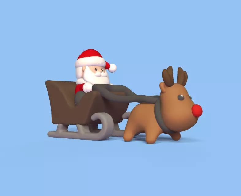 Santa Claus Sleigh 3D print model_0