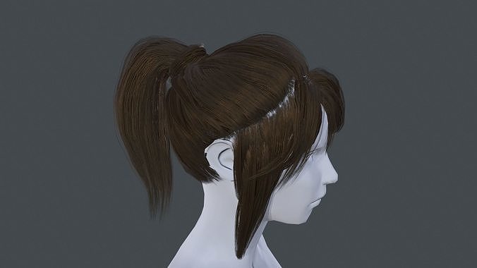 Pony Tail Low Poly Hair Low-poly 3D model