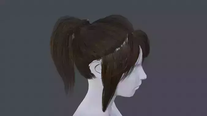 Pony Tail Low Poly Hair Low-poly 3D model