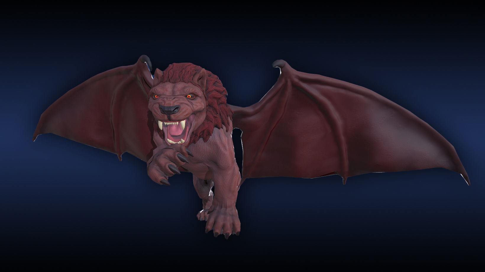 Manticore dragon with wings Low-poly 3D model_4